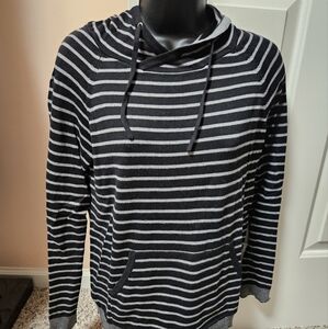 Amour Vert Black and Gray Nautical Stripe Knit Sweater